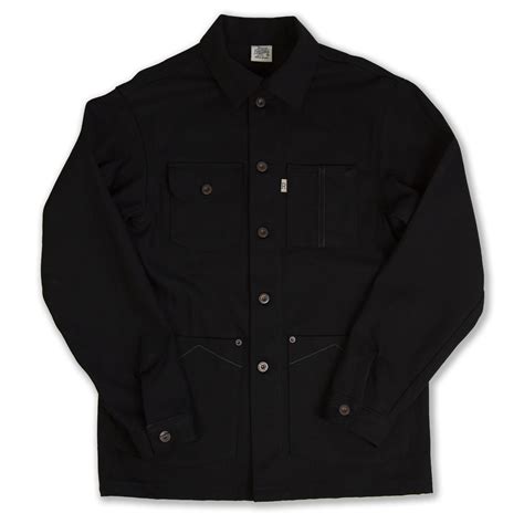 black denim chore coat.